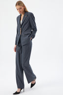 Navy Blue Women's Casual Blazer and Pants Set, Four-Button Classic Fit