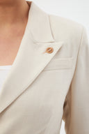 Bej Kadın Günlük Blazer Pantolon Set Dört Düğmeli Klasik Kesim