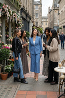 Gold Düğmeli Blazer Ceket ve Geniş Paça Culotte Pantolon