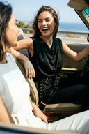 Siyah Kemer Detaylı Drapeli Yaka Şık Kadın Ofis Takımı