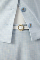 Mavi Kadın Yuvarlak Yaka Düğmeli Ceket ve Midi Etek Set