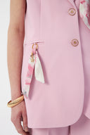 Women's Pink Blazer Vest with Scarf Detail and Wide-Leg Trousers