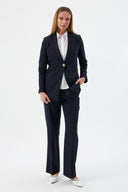 Women's Blazer and Trousers with Gold Button Detail – Navy Blue