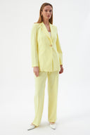 Women's Blazer and Trousers with Gold Button Detail – Yellow