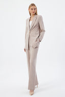 Women's Blazer and Trousers with Gold Button Detail – Stone
