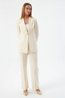 Women's Blazer and Trousers with Gold Button Detail – Cream