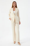 Women's Blazer and Trousers with Gold Button Detail – Cream