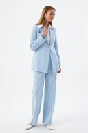 Women's Blazer and Trousers with Gold Button Detail – Baby Blue