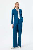 Petrol Women's Jacket and Pants Set, V-Neck, Button-Down, with Scarf Detail