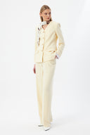 Butter Women's Jacket and Pants Suit with V-Neck, Button-Down, and Scarf Detail