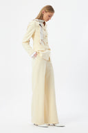 Butter Women's Jacket and Pants Suit with V-Neck, Button-Down, and Scarf Detail