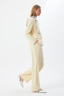 Butter Women's Jacket and Pants Suit with V-Neck, Button-Down, and Scarf Detail