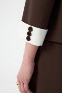 Hakim Yaka Kahverengi Kadın Blazer ve Bol Paça Pantolon