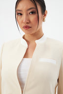 Hakim Yaka Bej Kadın Blazer ve Bol Paça Pantolon