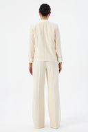 Hakim Yaka Bej Kadın Blazer ve Bol Paça Pantolon
