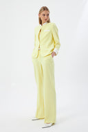 Hakim Yaka Sarı Kadın Blazer ve Bol Paça Pantolon