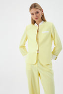 Hakim Yaka Sarı Kadın Blazer ve Bol Paça Pantolon
