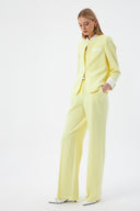 Hakim Yaka Sarı Kadın Blazer ve Bol Paça Pantolon
