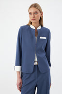 Hakim Yaka İndigo Kadın Blazer ve Bol Paça Pantolon