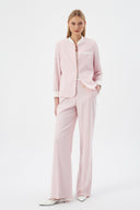 Hakim Yaka Pudra Kadın Blazer ve Bol Paça Pantolon