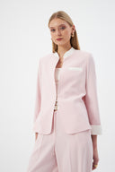 Hakim Yaka Pudra Kadın Blazer ve Bol Paça Pantolon
