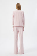 Hakim Yaka Pudra Kadın Blazer ve Bol Paça Pantolon