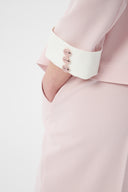 Hakim Yaka Pudra Kadın Blazer ve Bol Paça Pantolon